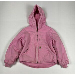 Carhartt kids size xxs (4/5) Pink Duck Canvas Insulated Hooded Jacket